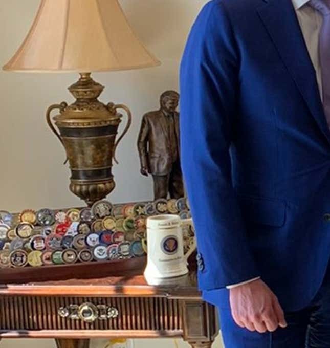 Image for article titled Does Trump Have a Statue Of Himself in His Home Office?