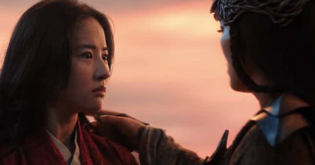 Mulan having a difficult conversation.with the sorceress Xianniang.