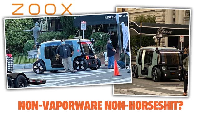 Image for article titled Zoox&#39;s Autonomous Taxi Spotted Shooting A Video In San Francisco