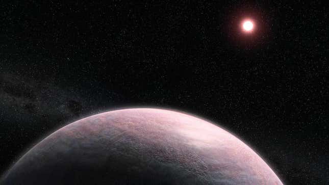 Artist’s impression of an exoplanet orbiting a red dwarf star.