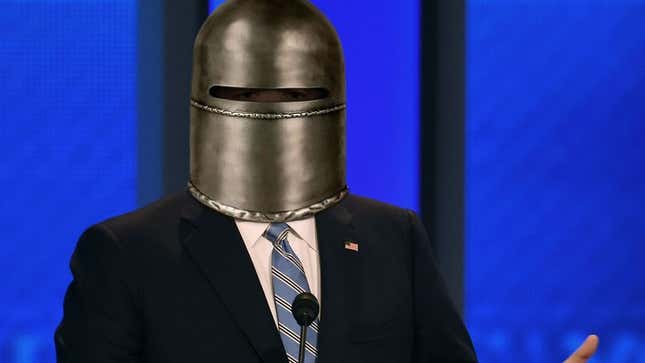 Image for article titled Ted Cruz Skyrockets In Polls After Head Permanently Sealed Within Iron Mask