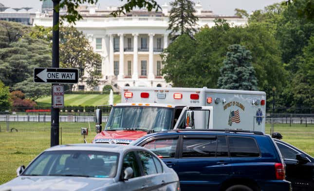 Emergency personnel responds to a man that set himself on fire on the Ellipse near 15th and Constitution Avenue on May 29, 2019, in Washington, D.C.