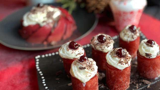 See the Bundt mold just behind the shots? That’s where all the mistakes went.