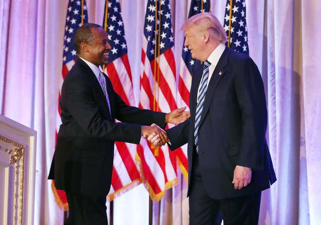 Image for article titled Like the Good Ol&#39; Boy He Is, Ben Carson Wants You All to Know That Donald Trump Is &#39;Not a Racist&#39;