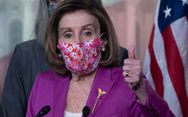 Speaker of the House Nancy Pelosi (D-Calif.) speaks during a news conference with House Democrats before the upcoming vote on the American Rescue Plan, on Capitol Hill in Washington, D.C. on March 9, 2021.