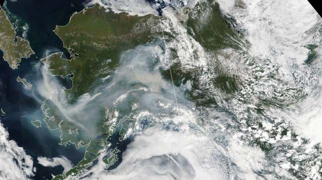 A smoky Alaska, seen by a NASA satellite on July 8.