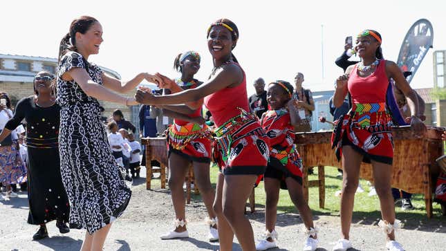 Meghan, Duchess of Sussex visits a Justice Desk initiative in Nyanga township during a royal tour on Sept. 23, 2019, in Cape Town, South Africa. 