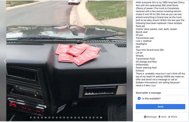 Image for article titled Let Everyone Know Your Car Fucks by Displaying Condoms in Your Sale Ad