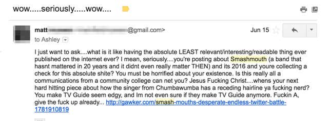 Image for article titled My Year In Gawker Hate Mail