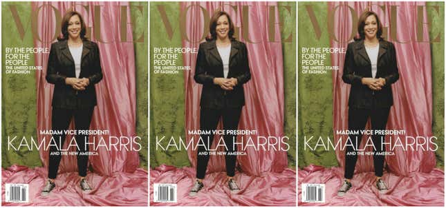 Image for article titled Skee-Why? Kamala Harris&#39; 1st Vogue Cover Sparks a Slew of Questions—Namely, What Was Anna Wintour Thinking? [Updated]
