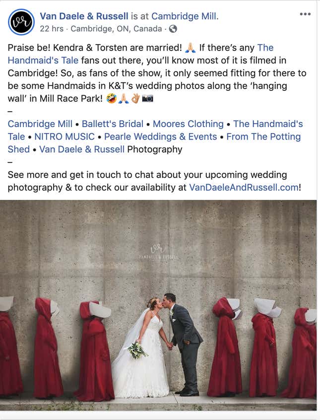 Is This Handmaid s Tale Themed Wedding Photo How the 53 Percent