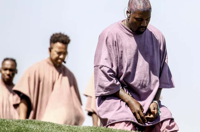 Kanye West performs Sunday Service during the 2019 Coachella Valley Music And Arts Festival on April 21, 2019 in Indio, California.