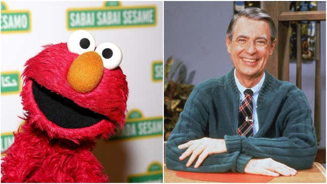 Elmo visited Mr. Rogers' old sweater