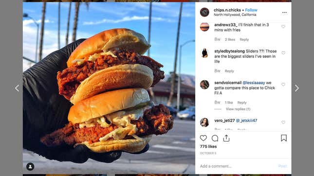 Image for article titled San Fernando Valley Car Washes Have Been Taken Over By Hot Chicken Sandwiches