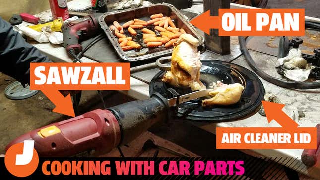 Here's What Happened When We Cooked A Meal Using Car Parts And Garage Tools