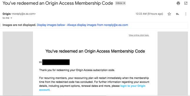 EA spooks users with 'code redeemed' emails while trying to give out free  Origin Access trials
