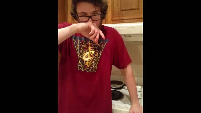 Guy Who Promised To Eat His Shirt If The Warriors Won Eats His Shirt
