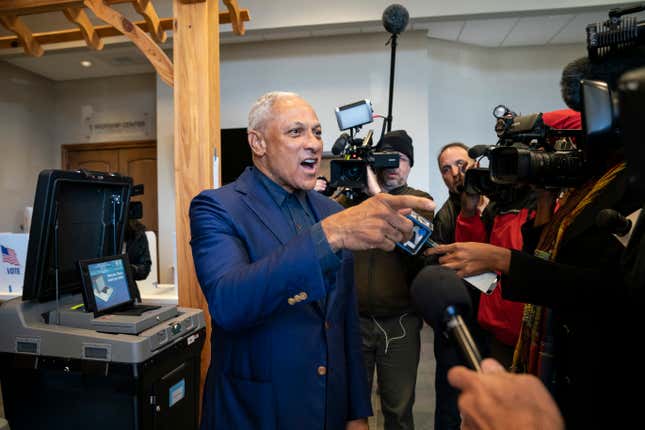 Democratic candidate for U.S. Senate Mike Espy speaks to reporters after voting at a polling place at Highland Colony Baptist Church, November 27, 2018 in Ridgeland, Mississippi. 