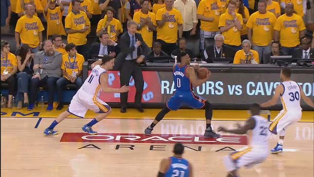 Refs Missed Russell Westbrook's Travel At The End Of Game 1
