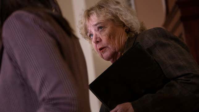 Rep. Zoe Lofgren (D-CA), who along with Rep. Warren Davidson (D-OH) has led efforts to reform the USA Patriot Act in the House, is photographed walking to the Senate floor during the impeachment trial of President Trump on January 27, 2020 in Washington, DC. 