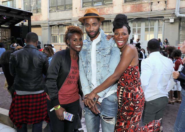 Insecure’s Issa Rae, Jay Ellis, and Yvonne Orji in 2016.