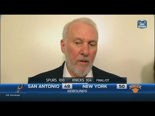 Gregg Popovich Calls Team "Pathetic" After Loss To Knicks