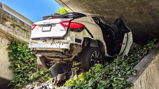 Image for article titled You Ever Just Crash Your Girlfriend's Maserati Into A Bridge?