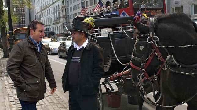 Image for article titled Ted Cruz Asks Central Park Hansom Cab Driver How Much It Costs To Whip Horse For An Hour