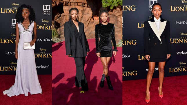 Image for article titled All the Animal Print, Metallics, Feathers and Beyoncé at The Lion King Premiere