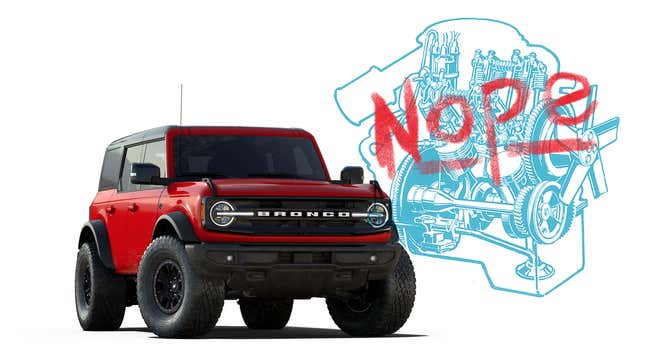 Image for article titled There Are No Plans To Put A V4 In The Ford Bronco: Engineer I Made Up