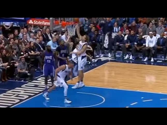 Dirk Nowitzki Gets Rejected By The Rim, Has A Funny Excuse