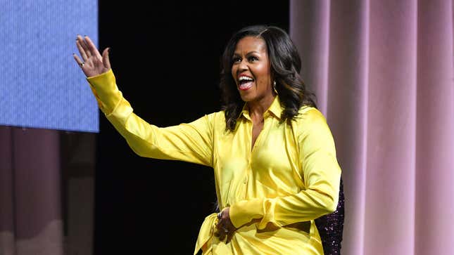 Former first lady Michelle Obama discusses her book “Becoming” on Dec. 19, 2018, in New York City.