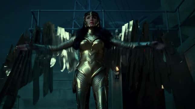 Wonder Woman in her armor. 