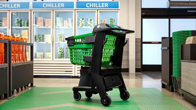 Image for article titled Amazon&#39;s Next Big Bet on Cashless Shopping Is a Smart Grocery Cart