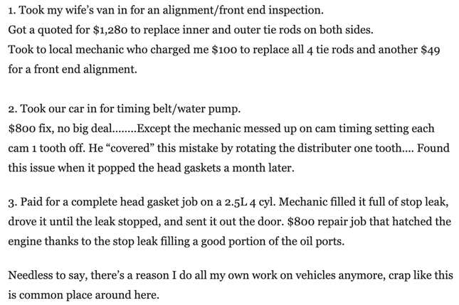 Image for article titled Here Are Your Worst Stories Of A Mechanic Trying To Screw You Over