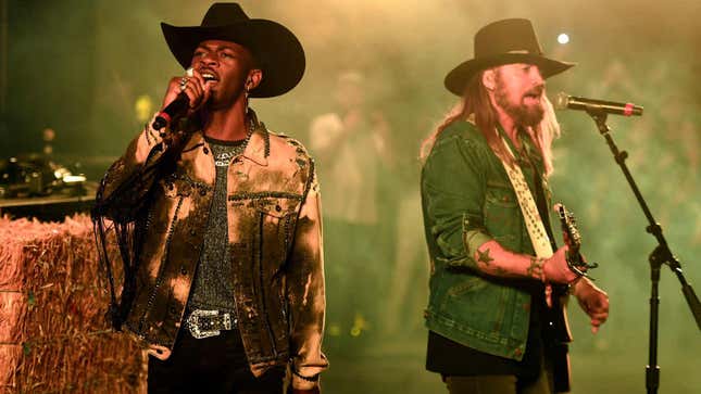 Lil Nas X and Billy Ray Cyrus perform onstage during the 2019 Stagecoach Festival 