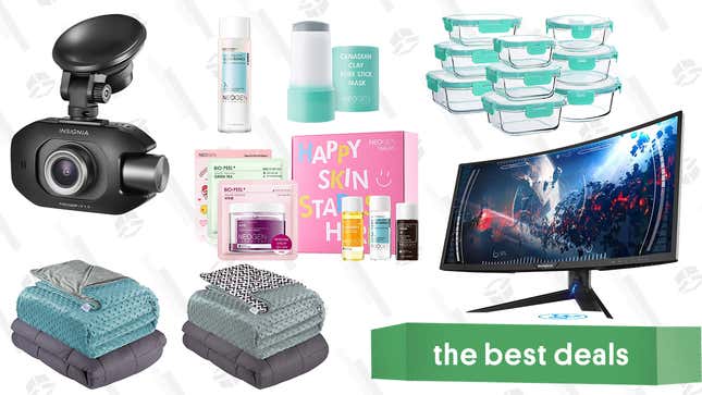 Image for article titled Sunday&#39;s Best Deals: Quility Weighted Blankets, Westinghouse Curved Gaming Monitor, Dermalogy by Neogen Skincare, Insignia Dash Cam, and More