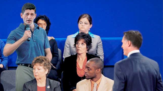 Image for article titled First Question From Debate Audience Somehow Comes From Paul Ryan