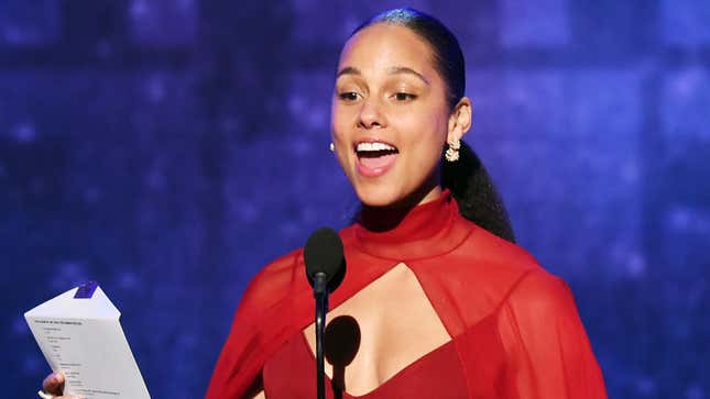 Alicia Keys speaks onstage during the 61st Annual GRAMMY Awards on Feb. 10, 2019, in Los Angeles.