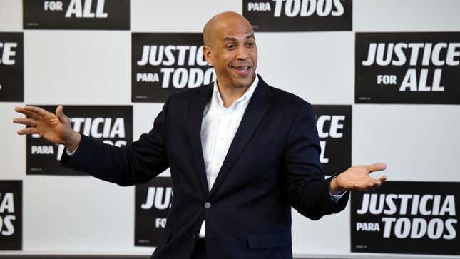 Sen. Cory Booker (D-NJ) speaks during a meet-and-greet with Young Democrats of UNLV as part of his ‘Justice For All’ tour at UNLV on April 18, 2019 in Las Vegas, Nevada. Booker is campaigning for the 2020 Democratic nomination for president. 