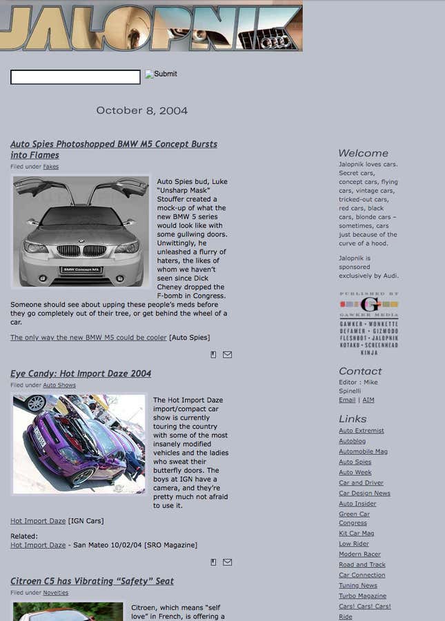 Image for article titled A Quick Tour Through All The Old Jalopnik Site Redesigns That Made You Angry