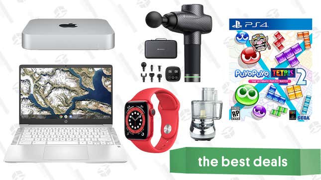 Image for article titled Tuesday&#39;s Best Deals: Apple Watch Series 6, HP Chromebook, M1 Mac Mini, Puyo Puyo Tetris 2, Cuisinart Food Processor, TaoTronics Massage Gun, and More