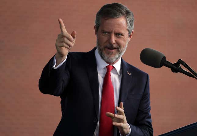 Image for article titled Liberty University’s Jerry Falwell Jr. Got Arrest Warrants Issued for Journalists for...Doing Journalism