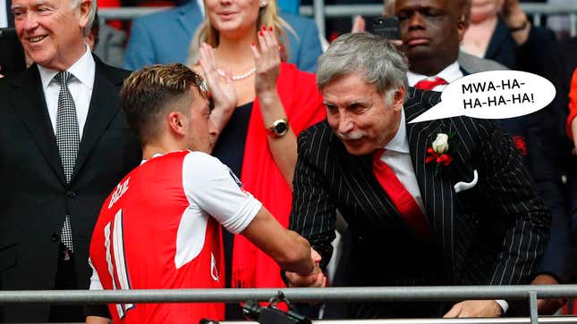 Arsenal owner Stan Kroenke, seen here laughing deviously.