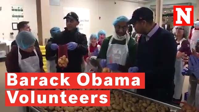 Black America's Forever President Barack Obama Volunteers at Chicago Food Bank