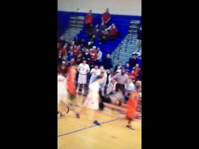High School Basketball Coach Chest Bumps Ref To The Ground (UPDATE)