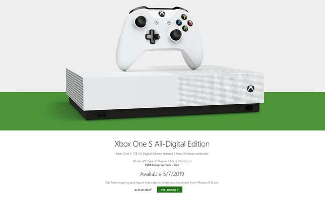 Discless Xbox One S 'all-digital' version ready for preorder in