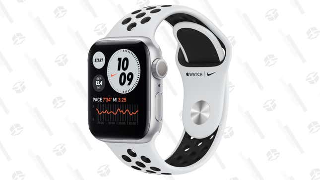 Apple Watch Nike Series 6 (40mm) + 6mo Fitness+ | $349 | Best Buy
Apple Watch Nike Series 6 (44mm) + 6mo Fitness+ | $379 | Best Buy