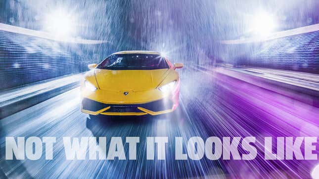 Image for article titled This Isn&#39;t A Picture Of A Lamborghini Driving On A Track In The Rain