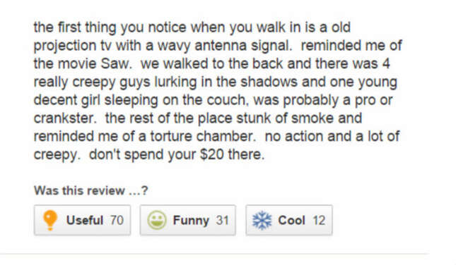 Image for article titled 'Old Dudes Choking Their Chickens': Yelp's Grimmest Sex Club Reviews